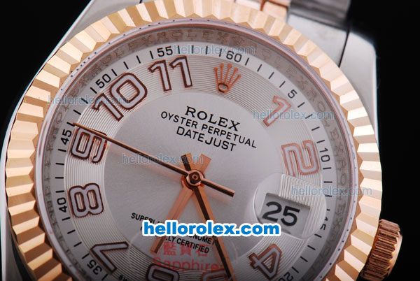 Rolex Datejust Oyster Perpetual Automatic Two Tone with White Dial and Gold Marking-Rose Gold Bezel - Click Image to Close